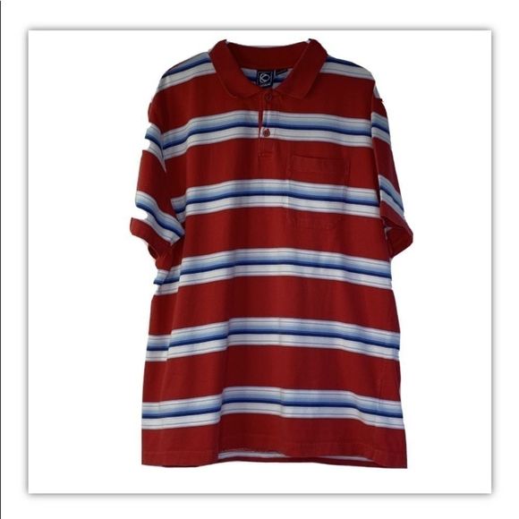 Kiera men’s red stripe Polo skater shirt 8290 XL - Picture 1 of 9